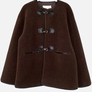 Rebecca Minkoff Teddy Shearling Toggle Jacket Small Chocolate Brown Vegan 
NWT